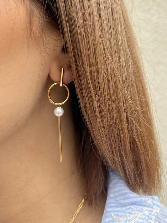 BOUCLE D'OREILLE ROSE PERLE